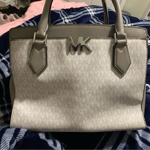 Medium Michael Kors purse gray white and silver